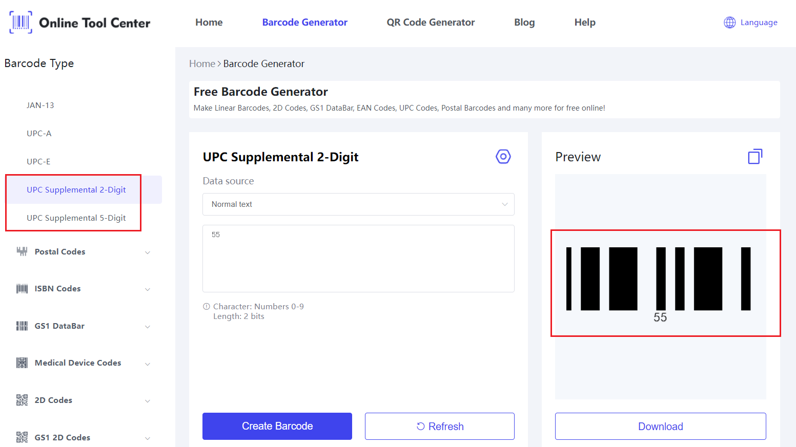 UPC संपूरक २ डिजिट बार्कोड जेनेरेटर।png