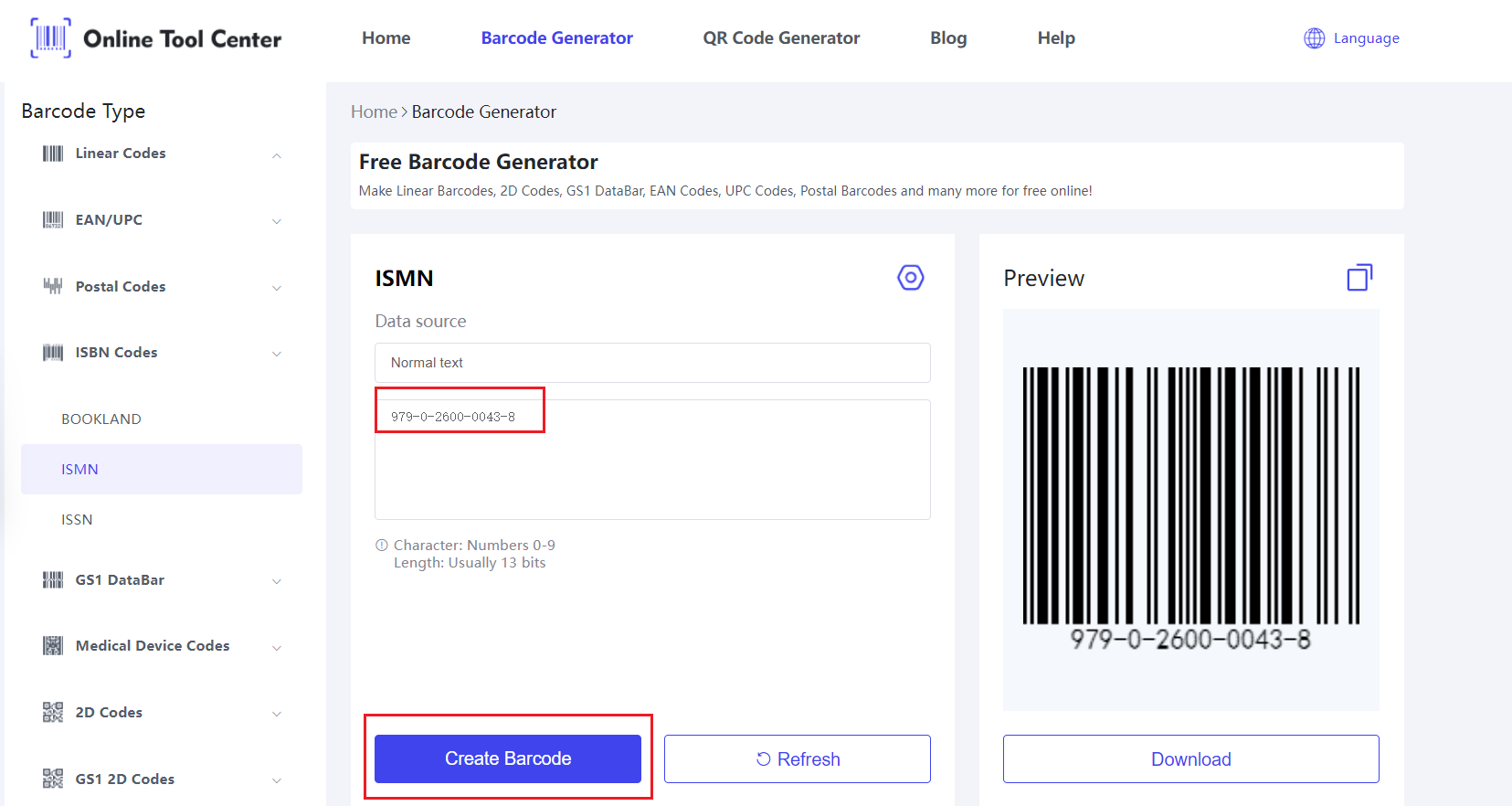 एउटा ISMN barcode.png सिर्जना गर्नुहोस्