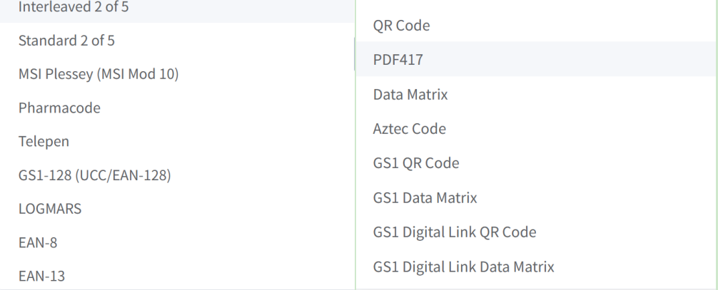 supported 1d 2d barcode formats समर्थित 1d 2d बारकोड ढाँचाहरू