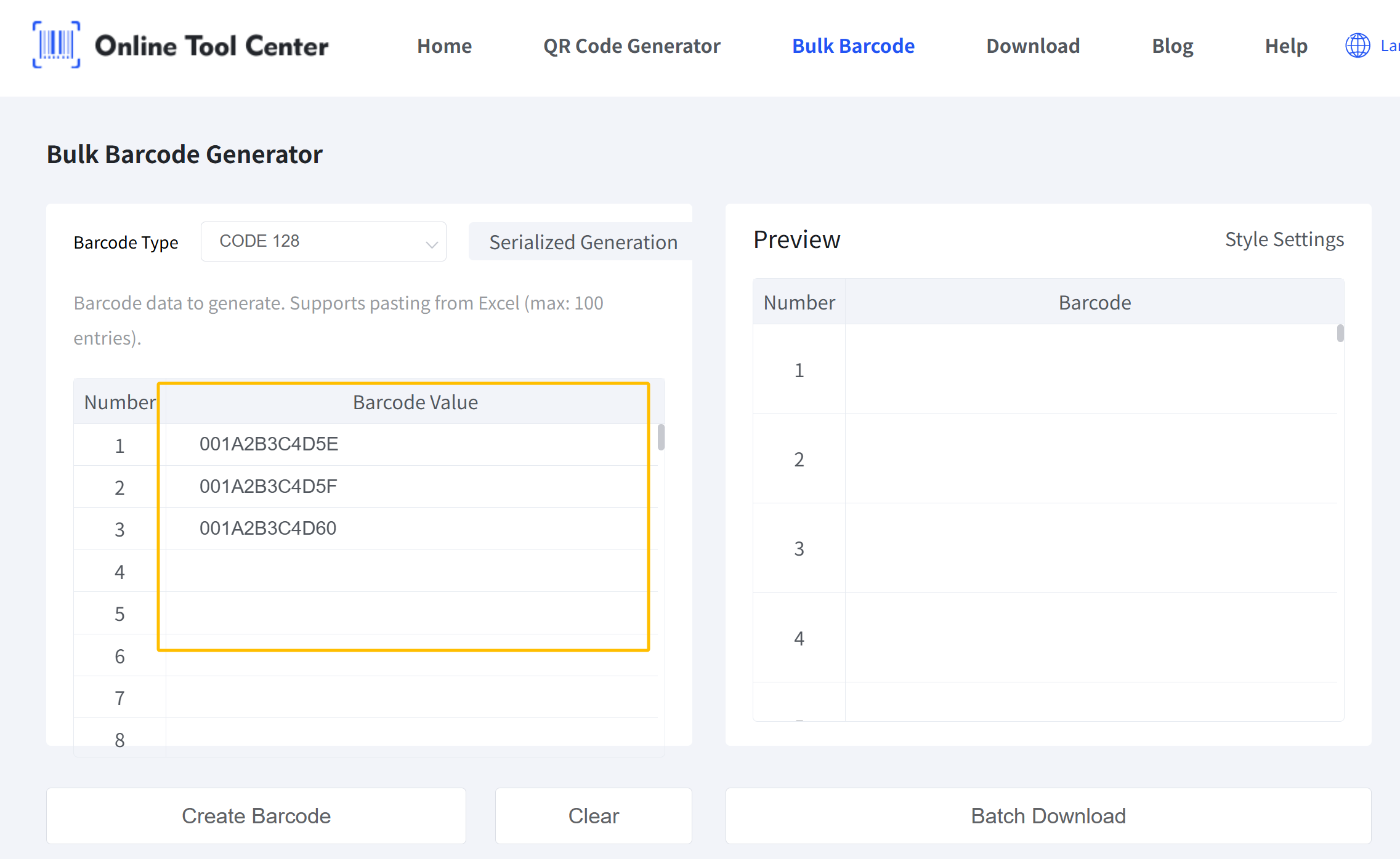 थोक बारकोड जनरेटर