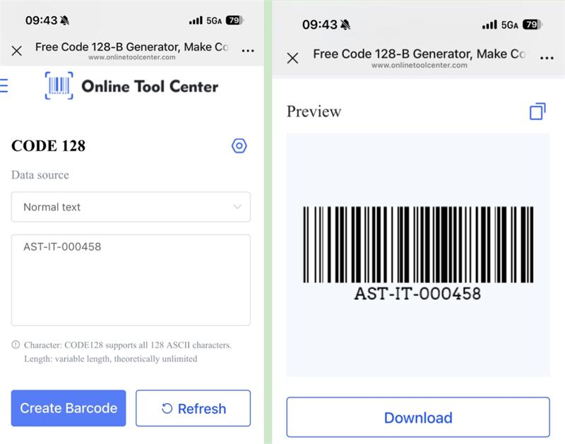एरेट कोड १२८ बारकोड