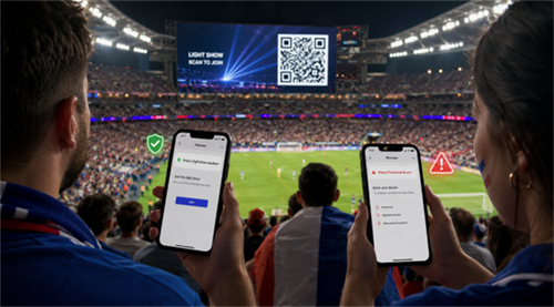 scan qr code at a world cup match विश्वकप म्याचमा क्यूआर कोड स्क्यान गर्नुहोस्