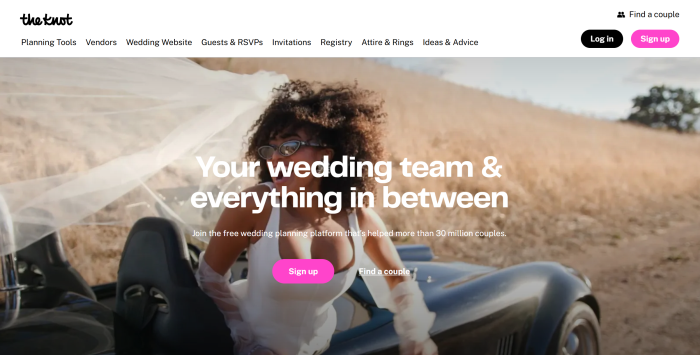 The Knot website नोट वेबसाइट